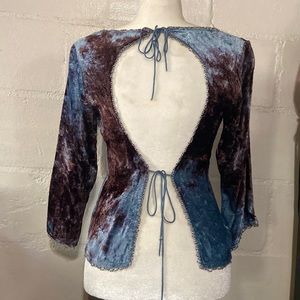 Vintage Betsy Johnson Crushed velvet/beaded  long sleeve ladies open back.